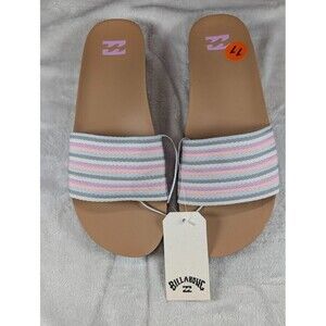 Billabong Slide Sandals Womens 11 Pastel Stripe Beach Casual Slip On